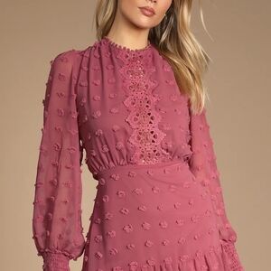 Lulu's Pink Long Sleeve Dress